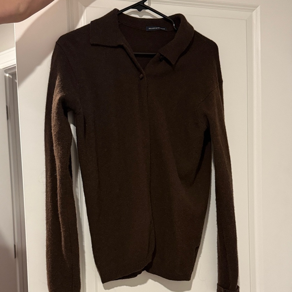 Brandy Melville Brown Collared Knit Cardigan